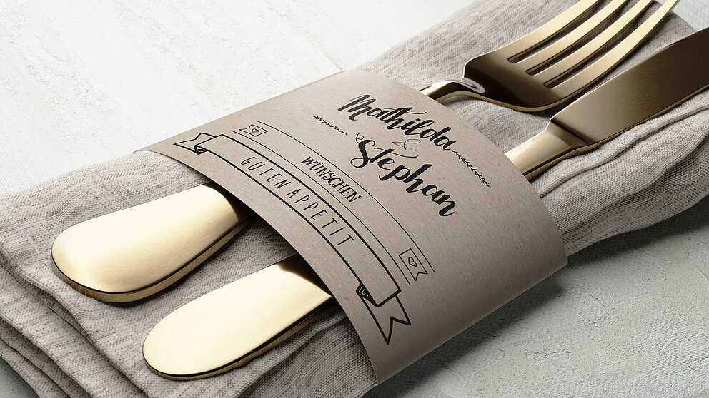 Besteckbanderolen Und Serviettenanhanger Kraftpapier Detail