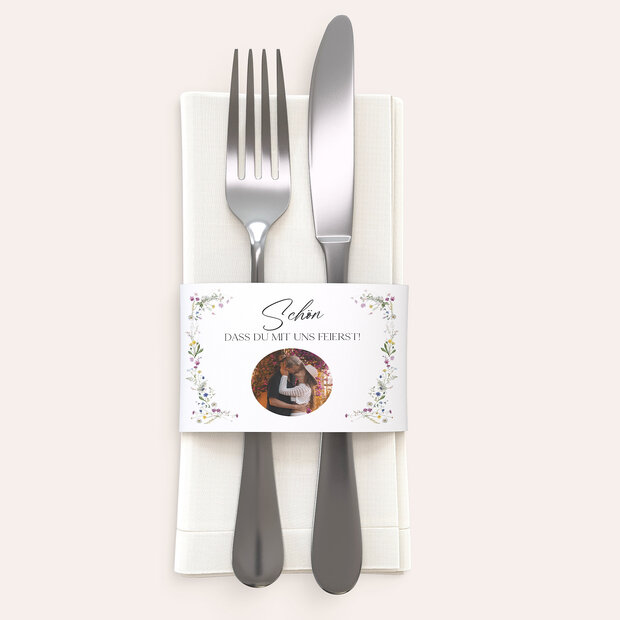 Besteckbanderolen und Serviettenanhänger - Blumige Vielfalt