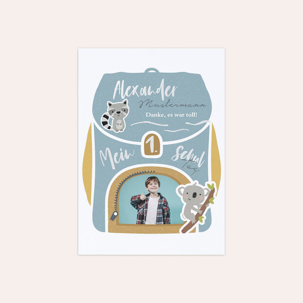 Danksagung Einschulung - Tierischer Schulranzen