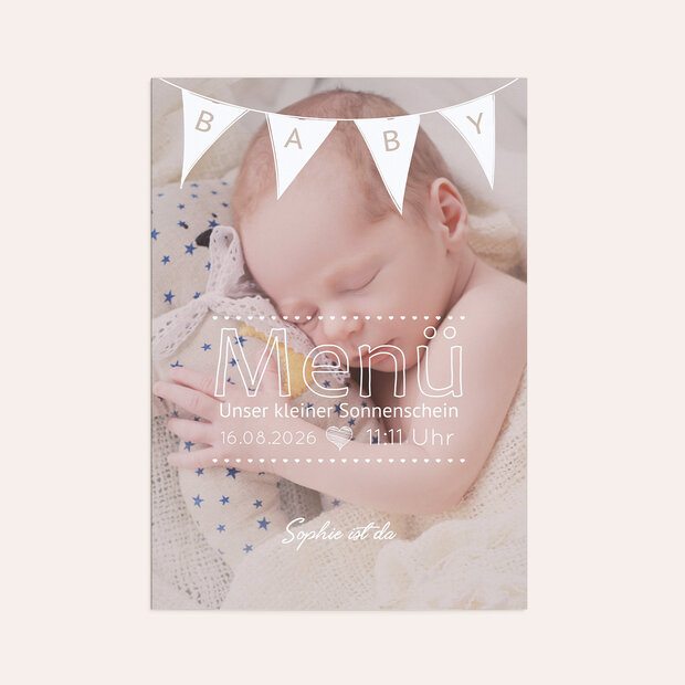 Menükarten Taufe - Babywimpel