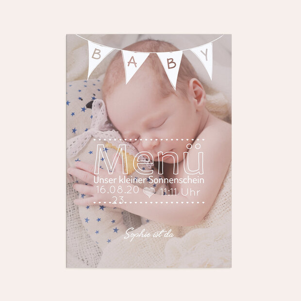 Menükarten Taufe - Babywimpel