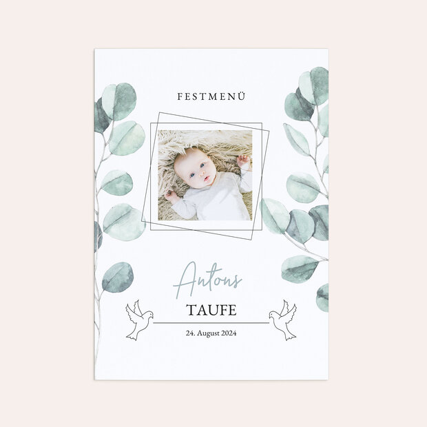 Menükarten Taufe - Eukalyptus