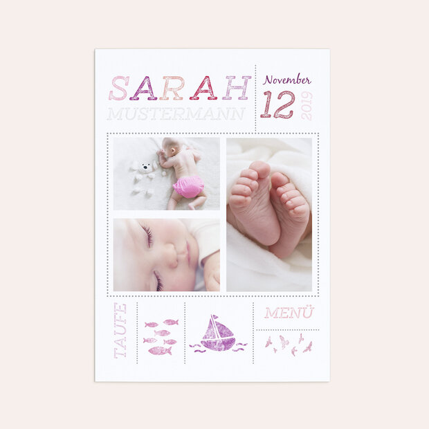 Menükarten Taufe - Erster Gruß