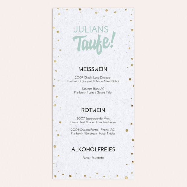 Menükarten Taufe - Klein ganz groß