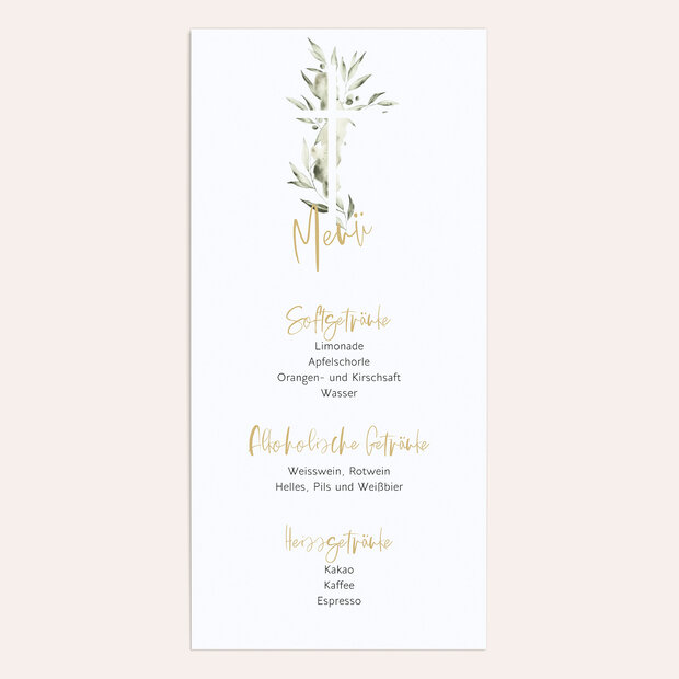 Menükarten Taufe - Ölzweig