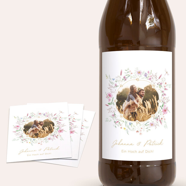 Bieretiketten Hochzeit - Blütenversprechen