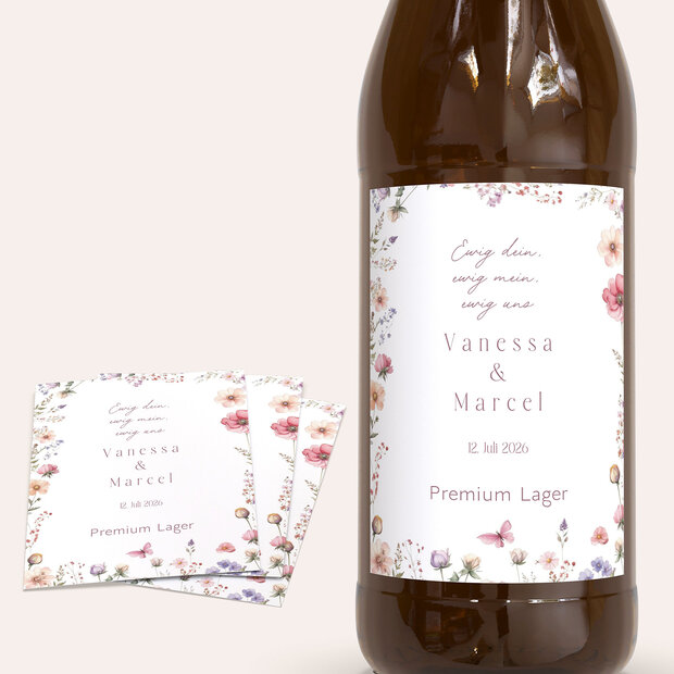 Bieretiketten Hochzeit - Boho Bloom