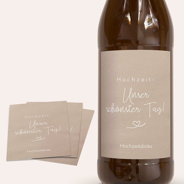 Bieretiketten Hochzeit - Herzflug