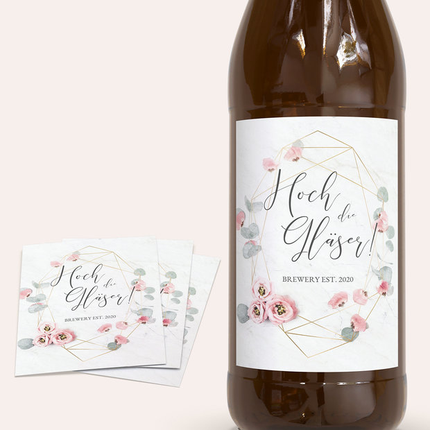 Bieretiketten Hochzeit - Pastellblüten