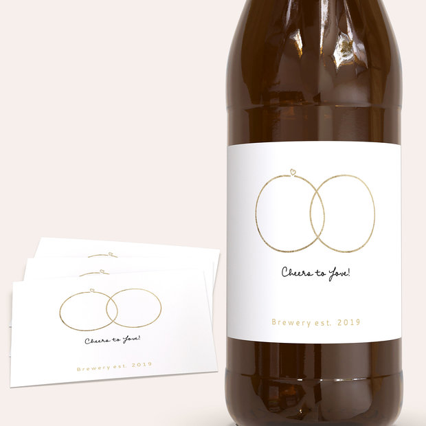 Bieretiketten Hochzeit - Zarte Ringe