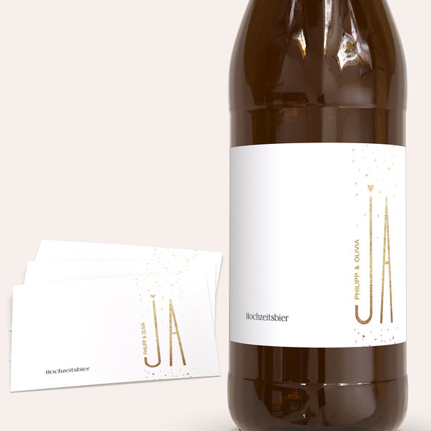 Bieretiketten Hochzeit - Goldsturm