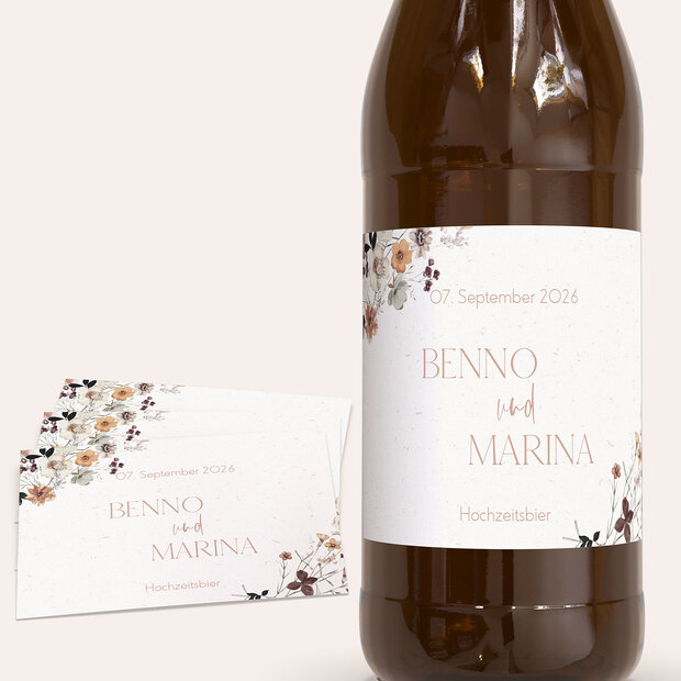 Bieretiketten Hochzeit - Zärtliche Verbindung