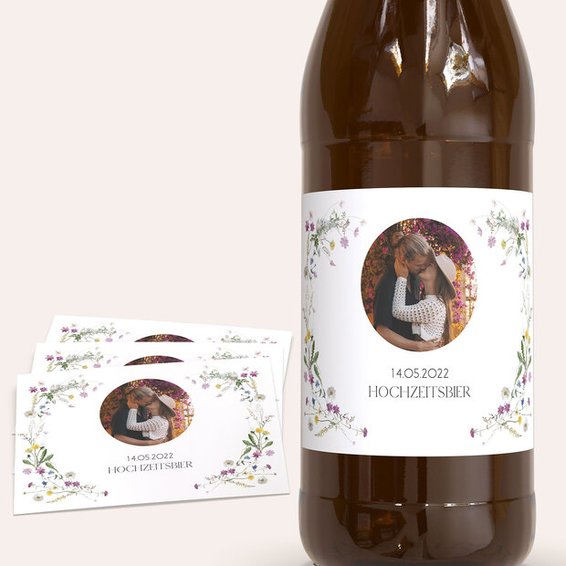 Bieretiketten Hochzeit - Blumige Vielfalt