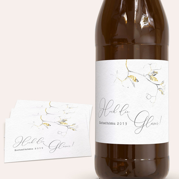Bieretiketten Hochzeit - Edles Zweiglein