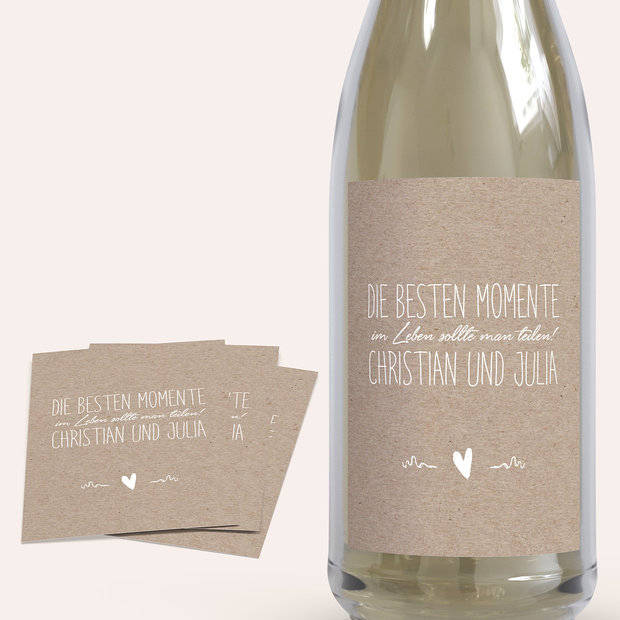 Sektetiketten Hochzeit - Rustique