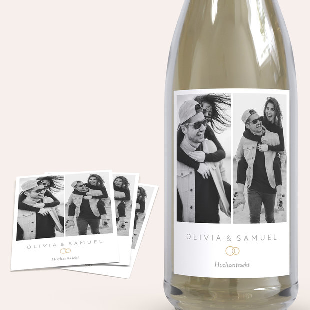 Sektetiketten Hochzeit - Zarte Blicke