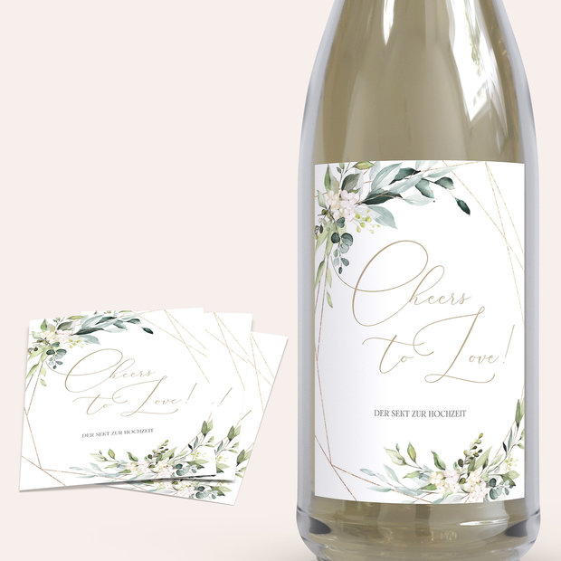 Sektetiketten Hochzeit - Tender Florals