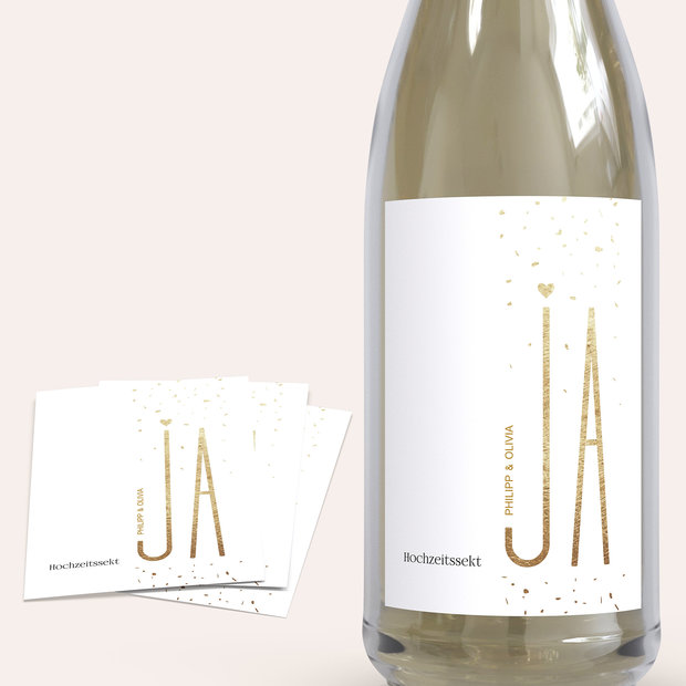 Sektetiketten Hochzeit - Goldsturm