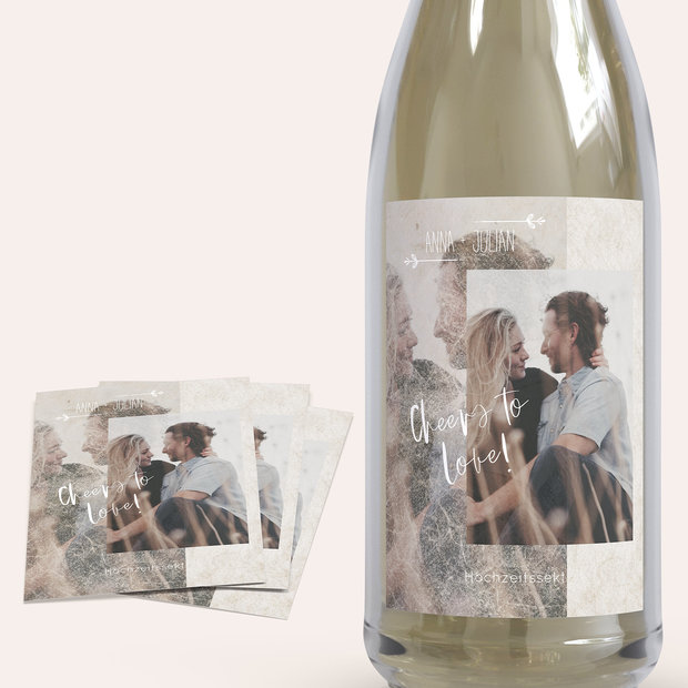 Sektetiketten Hochzeit - Zeitloses Strahlen