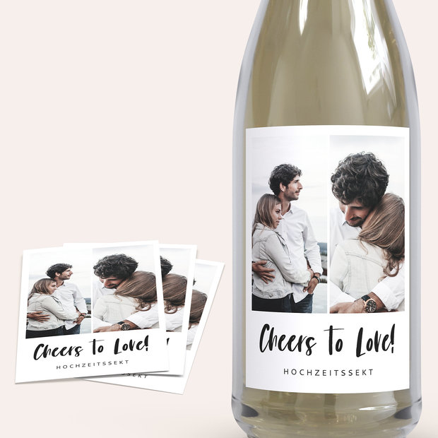 Sektetiketten Hochzeit - Love & Joy