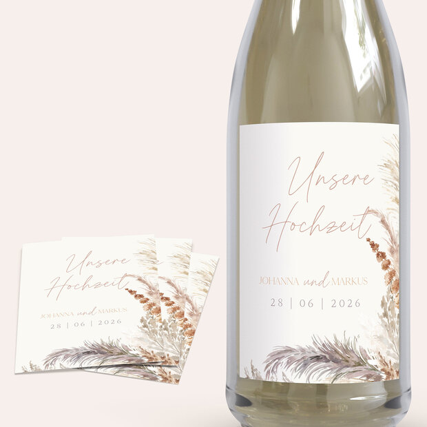 Sektetiketten Hochzeit - Federleichte Traumhochzeit