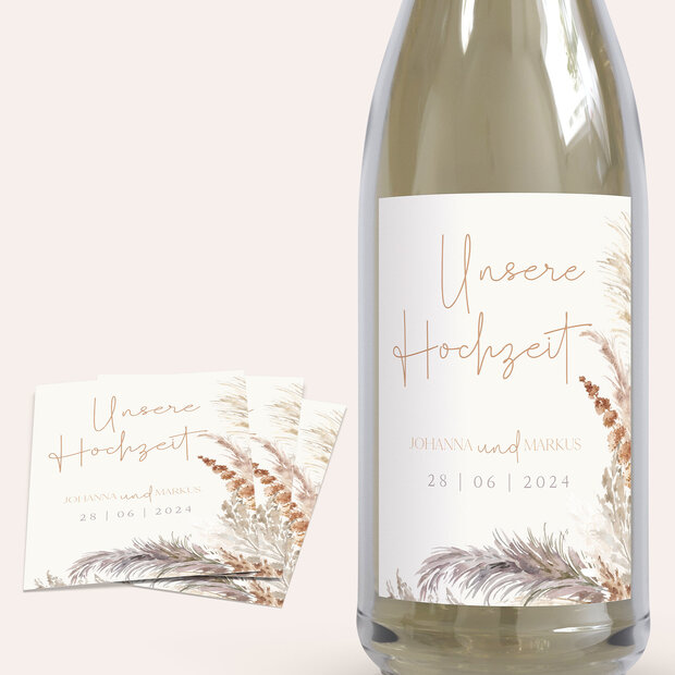 Sektetiketten Hochzeit - Federleichte Traumhochzeit