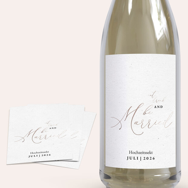 Sektetiketten Hochzeit - Liebesbotschaft
