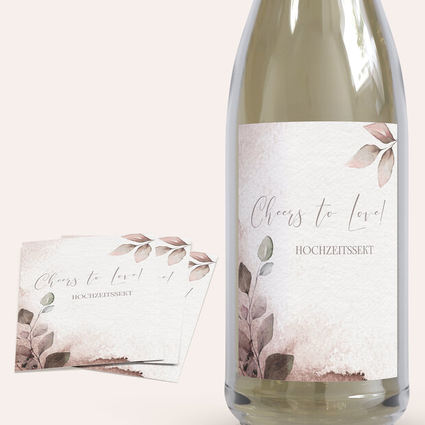 Sektetiketten Hochzeit - Elfenblätter