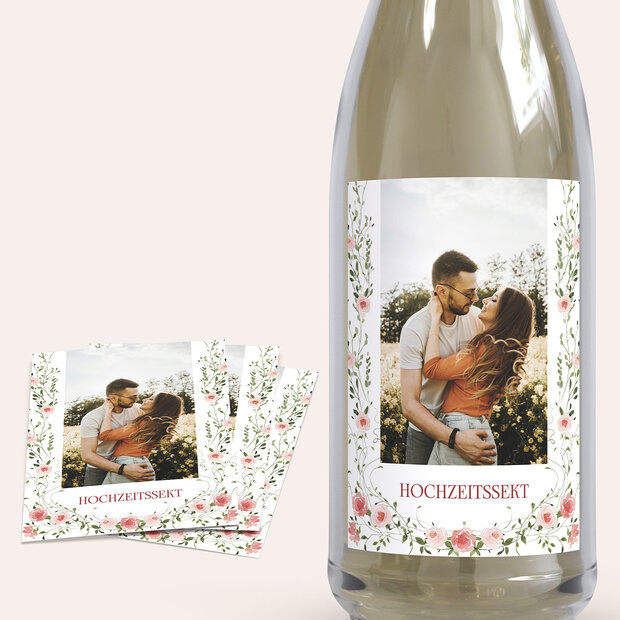Étiquettes de champagne mariage - Vorhang aus Rosen