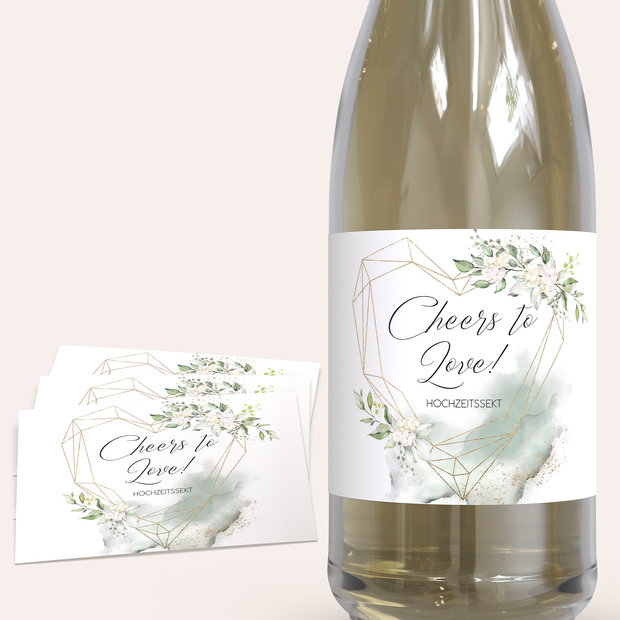 Sektetiketten Hochzeit - Herzliche Eleganz