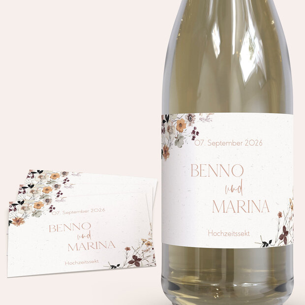 Sektetiketten Hochzeit - Zärtliche Verbindung