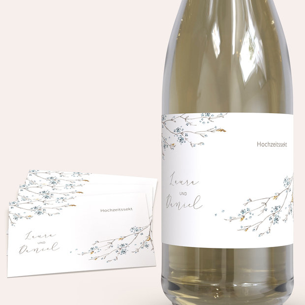 Sektetiketten Hochzeit - Zeit der Blüte