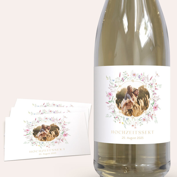 Sektetiketten Hochzeit - Blütenversprechen