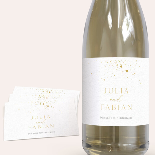 Sektetiketten Hochzeit - Flitterregen