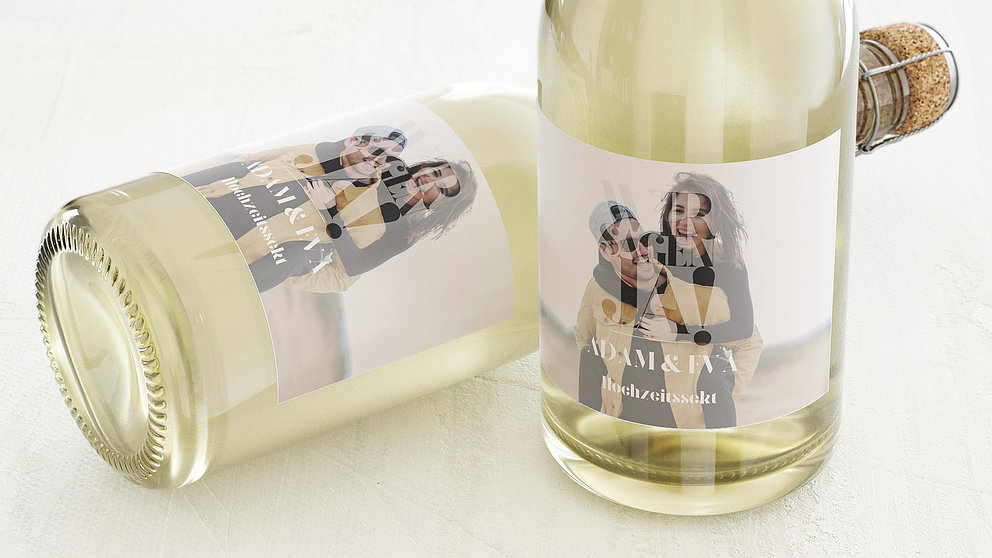 Sektetiketten Hochzeit Das große Wort Detail