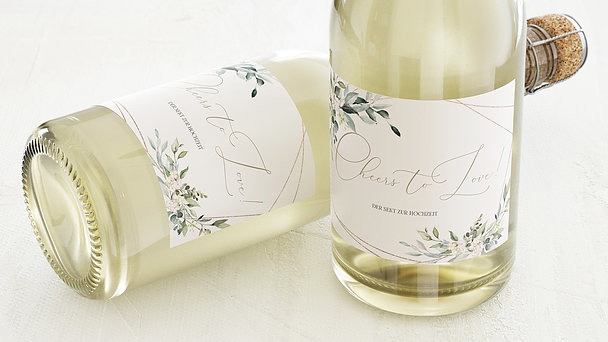 Sektetiketten Hochzeit - Tender Florals