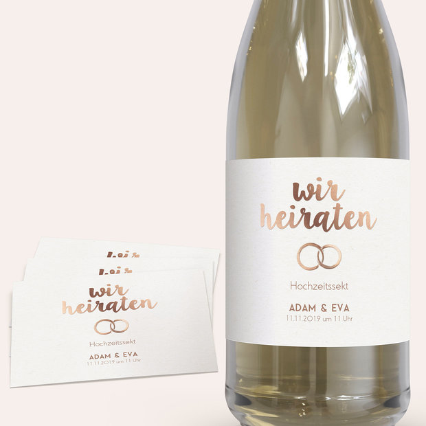 Sektetiketten Hochzeit - Edles Ja
