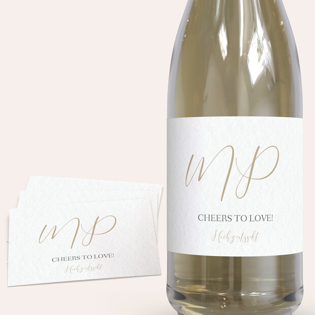 Sektetiketten Hochzeit - Initialen der Liebe