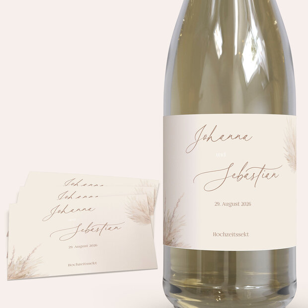 Sektetiketten Hochzeit - Toffee Boho