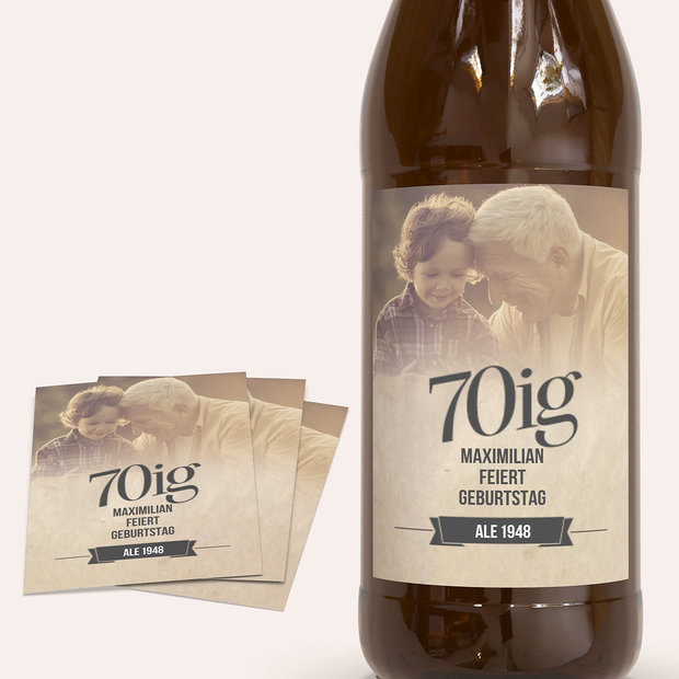 Bieretiketten Geburtstag - Retrofeier 70