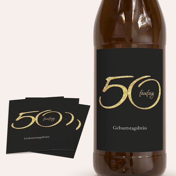 Bieretiketten Geburtstag - Glitzer 50