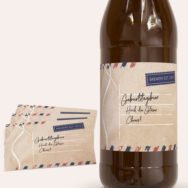 Bieretiketten Geburtstag - Luftpost