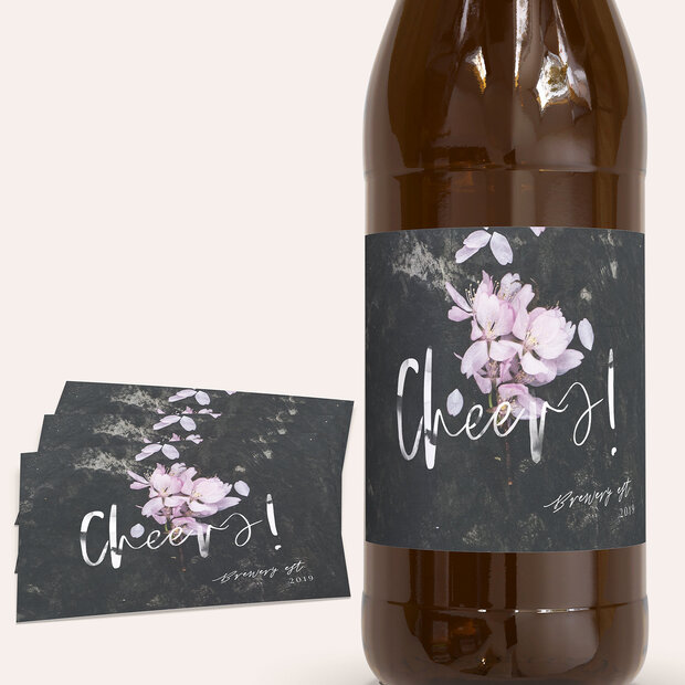 Bieretiketten Geburtstag - Grunge blossom