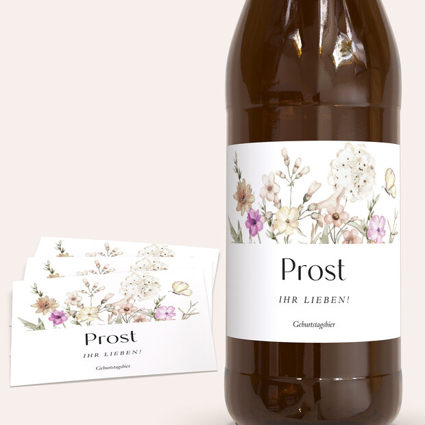 Bieretiketten Geburtstag - Flowery