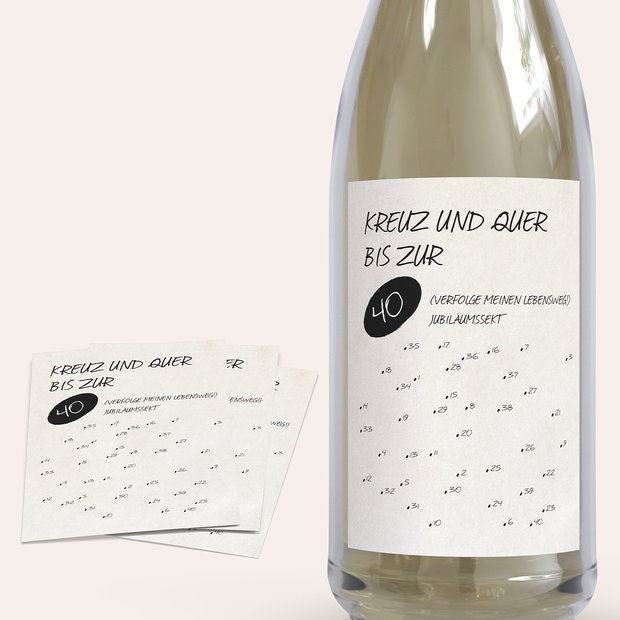 Sektetiketten Geburtstag - Lebensweg