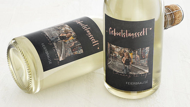 Sektetiketten Geburtstag - Globetrotter