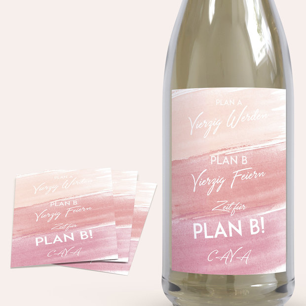Sektetiketten Geburtstag - Plan B