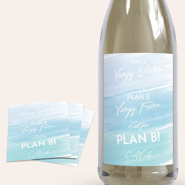 Sektetiketten Geburtstag - Plan B
