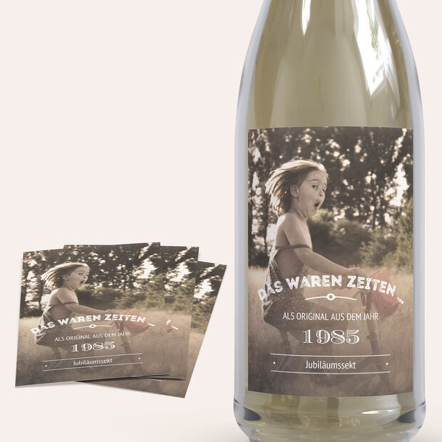 Sektetiketten Geburtstag - Alte Zeiten 40