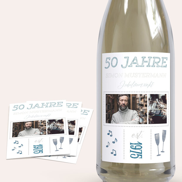 Sektetiketten Geburtstag - Terminsache 50